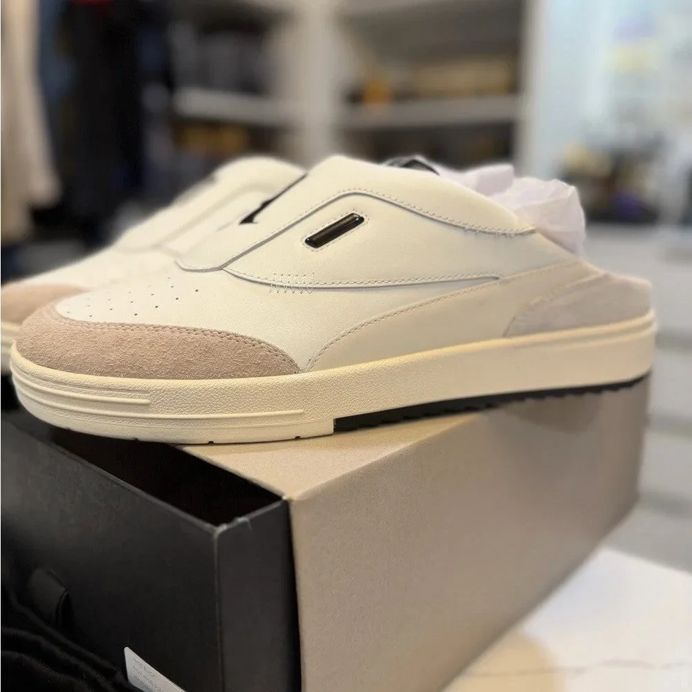 Palm Angels White and Tan Men's mule sneakers